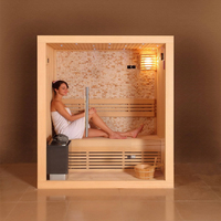 Cabine de sauna intérieure professionnelle en bois de cèdre rouge, sauna à vapeur traditionnel avec enceintes Bluetooth et chromothérapie LED
