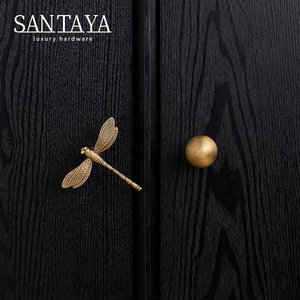 Gagang Kabinet Dapur Santaya Solid Antique Brushed Brass, Kenop Laci Lemari Kamar Tidur, Gagang Furnitur Perunggu - Product Image 6