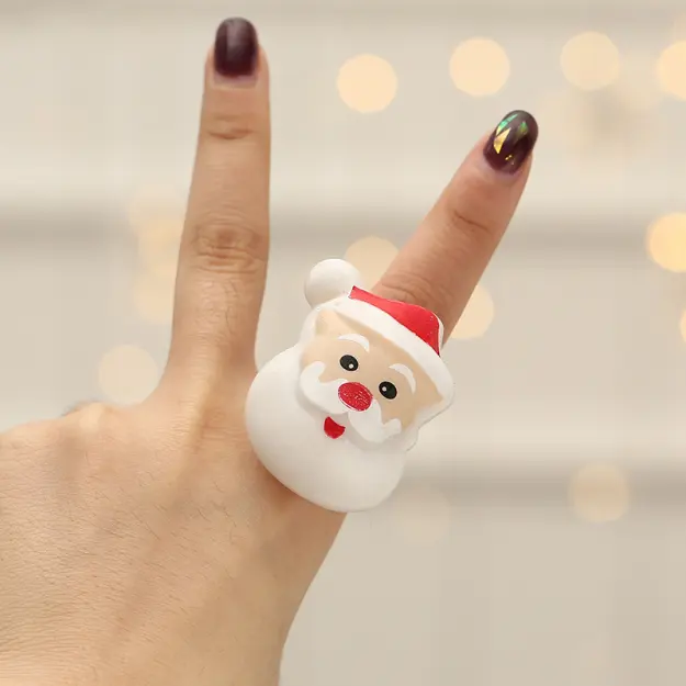 2021 New Arrival Christmas Luminous Ring Children Toy Finger Light Glowing Toy Santa Claus Snowman Led Gift For Christmas