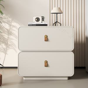 Table de chevet design italienne en bois massif Creative Cream Style Simple Modern Rotating Bedroom Storage Cabinet for Home Use - Product Image 4