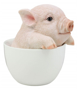 resin <strong>pig</strong> statue Babe Teacup <strong>Pig</strong> Figurine 5.25" <strong>Tall</strong> Realistic Animal Collectible Design Decor Statue - Product Image 2