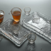 Plateau à thé en verre de rosée glacée de style japonais Porte-théière créatif Table de brassage à sec Assiette à dessert Camping transparent