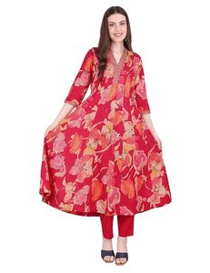 <b>Women</b> Floral <b>Kurta</b> Set with Dupatta Stylish Red <b>Kurta</b> Set Chiffon Printed <b>Women</b> <b>Kurta</b> Set for Festive and Casual Wear - Product Image 5