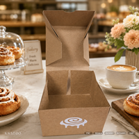Boîte à pâtisserie en papier kraft avec logo personnalisé, avec collage à 4 points, configuration automatique pour l'emballage de gâteaux, beignets, pâtisseries, vente en gros