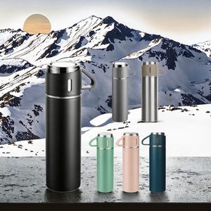 Mug de voyage isotherme en acier inoxydable, populaire pour les entreprises, avec 3 couvercles, thermos pliable, design moderne, cadeau promotionnel - Product Image 2