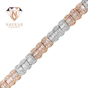 Hip Hop Style Moissanite Diamond Tennis Bracelet with Iced Out Cuban Link Stainless Steel Bracelet for Women and <b>Men</b> - Product Image 3