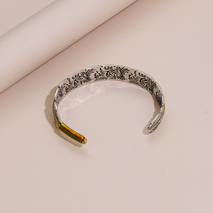 <b>Feather</b> <b>Cuff</b> Bracelet Tibetan Silver Two-Tone Unisex Jewelry - Product Image 3