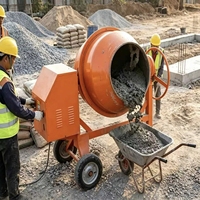 Bétonnière portable JZC250 250L haute efficacité avec moteur diesel et pompe électrique pour chantier agricole