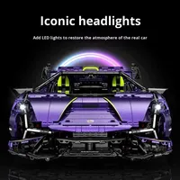 GULY Comet Purple Star Sky Lambo Voiture de sport électroplaquée en blocs de construction, jouet DIY, cabriolet électrique pour garçons, difficulté élevée