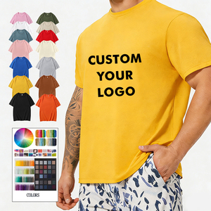 高品質Tシャツ ポリエステル/コットン製 ロゴ入りカスタム刺繍入り 無地Tシャツ ユニセックス プラスサイズ メンズTシャツ - Product Image 1