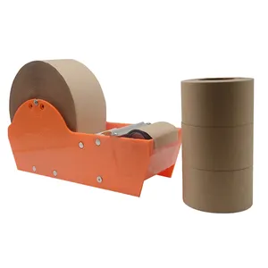 Paper Tape Printed Packing Sealing Brown Water Base Fiber Reinforced Craft Kraft Paper Gummed Tape Customs Printed Writable Paper Tape