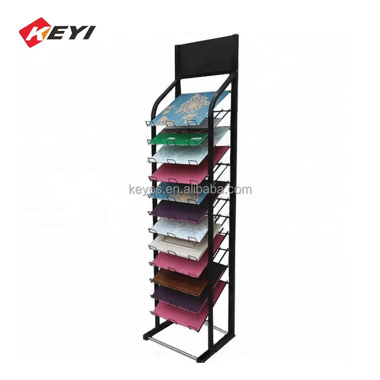 Custom 12 tier Metal Carpet display stand rack for Placemat Rug Fabric Roll