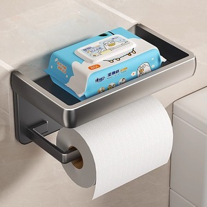 <span class=keywords><strong>Porte</strong></span>-papier toilette auto-adhésif en aluminium avec étagère pour téléphone, <span class=keywords><strong>sans</strong></span> perçage, léger, antirouille, organiseur de salle de bain - Product Image 3