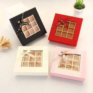 Boîte à fleurs carrée en carton à 25 compartiments pour chocolats et roses, boîte cadeau pour savon, bonbons de mariage, avec ruban et nœud, vente en gros et personnalisation - Product Image 2