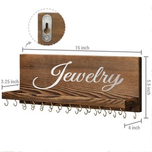 2026 OEM <strong>Wood</strong> Jewelry <strong>Shelf</strong> <strong>Dark</strong> Brown BurnWood Jewelry <strong>Shelf</strong> t <strong>Wood</strong> Jewelry <strong>Shelf</strong> W/ Cursive Writing - Product Image 2