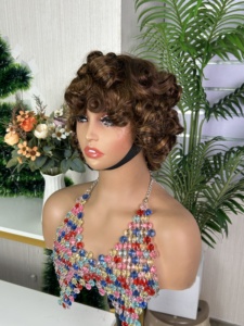 100% Virgin Human Hair High Density 12A LOOSE FRINGE LOOSE BOUNCY <b>WIG</b> Super Double Drawn Glueless <b>Wig</b> - Product Image 2