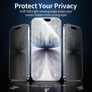 Protector de Pantalla de Vidrio Templado Anti-Espía para iPhone 12/13/14/15/<span class=keywords><strong>16</strong></span>/17 Pro Max, Kit de Herramientas de Instalación y Aplicador Gratis - Product Image 2
