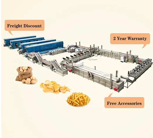 200kg/500kg/1000kg dondurulmuş patates kızartması patates cipsi makinesi üretim hattı