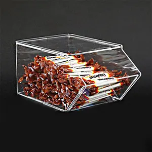 Caja de almacenamiento de dulces de acrílico transparente grande apilable con tapa, contenedor de Perspex Chocolate, contenedor de exhibición de frutas secas acrílicas