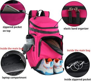 Sac à dos de sport de grande capacité imperméable en gros, sac à dos de basket-ball personnalisé, échantillon gratuit de football, basket-ball - Product Image 4