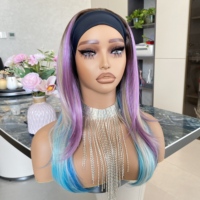 Perruque synthétique résistante à la chaleur, naturelle et douce, avec dentelle transparente sans colle, en fibre haute température, prix de gros usine