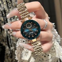 Jam tangan wanita dengan gerakan kuarsa, produsen jam tangan wanita Korea grosir satu generasi baru jam tangan sederhana dengan tali berhiaskan rhinestones.