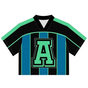 Maillot de football tendance personnalisé avec broderie de logo, maillot de football américain en maille, coupe courte - Product Image 4