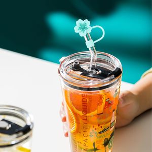 Cute Anti-Dust Silicone/PVC Straw Topper Covers for Stan <b>Cup</b> 10mm Flower Design Multi-Design Options Handmade Commercial Use - Product Image 6