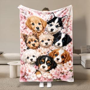 Assorted Print <b>Cat</b> Floral Flannel Blanket Throw Blanket Nap Blanket Reversible Cozy Warm for Travel Camping Custom Print - Product Image 6