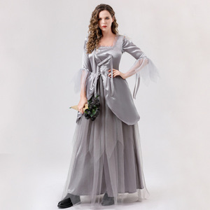 Costume de mariée fantôme Yi Xiaoyi gris pour femme adulte, robe de cosplay d'Halloween à manches longues, tenue de soirée longue - Product Image 4