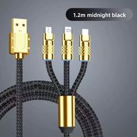 Cable USB de carga súper rápida de 120W 1 a 3, línea de datos tipo C 3 en 1 para teléfonos móviles, sala de estar de coche, compatible con Huawei