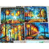Peinture à l'huile 100% peinte à la main, moderne, colorée, abstraite, paysage urbain, sur toile, décoration intérieure