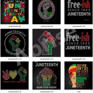 Aprise - Black History 1865 Juneteenth strass Transfers Custom Made Iron on Stones Transfer design per T-shirt - Product Image 4