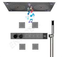 Nouveau Ensemble de Douche Encastré au Plafond 2026 avec LED, Musique, Jet Pluie, Affichage de la Température Thermostatique 5 Modes et Jets Corporels