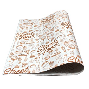 Papier d'emballage personnalisé pour hamburgers et gâteaux/rouleaux, qualité alimentaire, double face, enduit de PE, résistant à la graisse, réutilisable pour la vente à emporter - Product Image 6