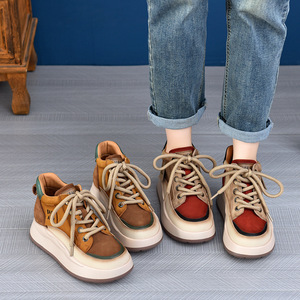 Zapatos de suela gruesa de piel de vaca de capa superior informal para mujer - Product Image 4