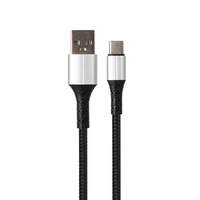 Kabel Data VCOM USB 2.0 dengan Selubung Kepang, Kabel Pengisi Daya USB Tipe C 1m untuk Ponsel dan Tablet