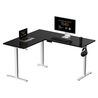 Bureau électrique en forme de L avec plateau en trois parties de 800x600mm, un moteur, réglage de la hauteur sur 2 niveaux, bureau d'ordinateur de bureau réglable en hauteur