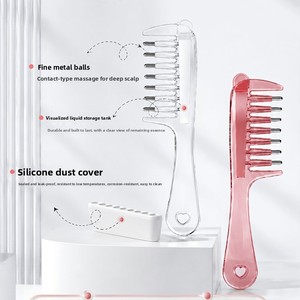 Bestverkochte Mino Scalp Applicator Essentiële Olie Serum-Massagekam Kristal-Led Vloeistof-Aanbrenging Metalen Borstelharen Hartvormig - Product Image 1