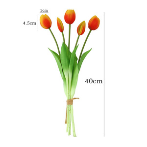 ช่อดอกทิวลิปประดิษฐ์ พีวีซีเนื้อนุ่ม สีส้มเหลือง สำหรับตกแต่งงานแต่งงานและบ้าน จัดดอกไม้ - Product Image 4