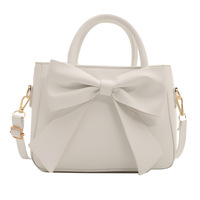 Bolso de Hombro Cruzado con Dos Correas, Estilo Coreano, Color Sólido, con Lazo y Cierre, para Primavera/Verano