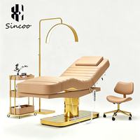 Lit de massage électrique incurvé pliable en cuir PU violet personnalisé à 3 moteurs pour salon de beauté, spa, soins du visage, cils, hôtel, salle de sport, extérieur