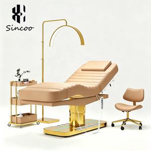 Customized Color Purple Synthetic Leather Beauty Salon Spa Massage Bed 3 Motors Electric Curved Foldable Facial Lash Bed - Product Image 3