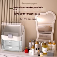 Choice Fun Armoire de rangement pour coiffeuse anti-poussière Boîte de maquillage en plastique transparente pour le stockage des cosmétiques de soins de la peau