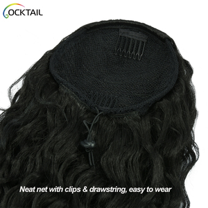 Cola de caballo larga de onda oceánica de 30 pulgadas, extensión de cola de caballo sintética ondulada de agua de fibra Kanekalon sin enredos y desprendimiento <span class=keywords><strong>con</strong></span> cordón - Product Image 5