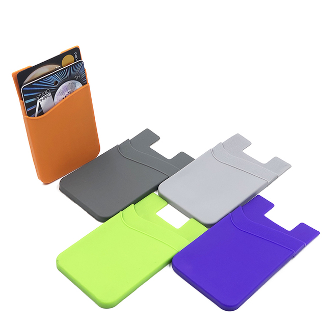 Custom Logo Cell Phone Adhesive Credit ID Card Stick on Holder Silicone Mobile Phone Card Wallet