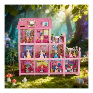 Plastic Kids Toy Villa Mansion Dollhouse with Balcony <b>Pool</b> <b>Slide</b> Elevator Furniture Gift for Girls Boys - Product Image 4