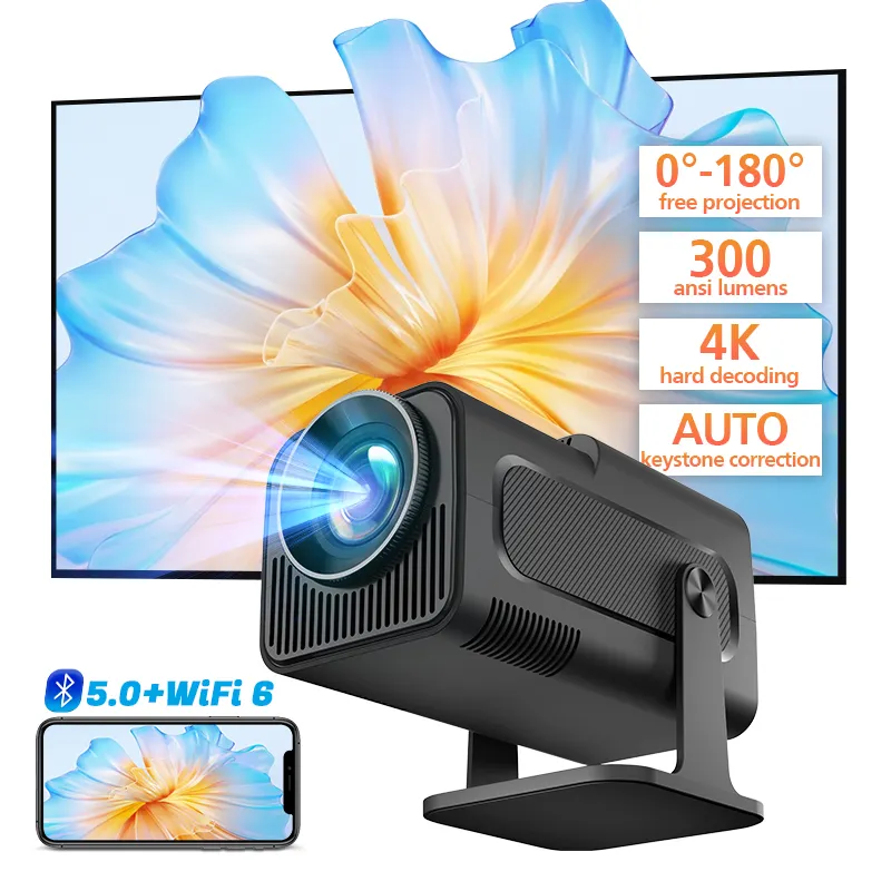 Hoge Kwaliteit Mini Smart Lcd Hy320 Projector Outdoor Draagbare Film Projector Draadloze Android Wifi Video Projectoren 4K