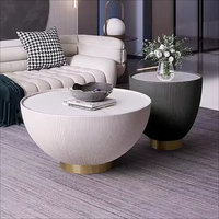 Table basse basse de style américain simple en métal rond pour appartement Ensemble table basse nordique de luxe pour le salon