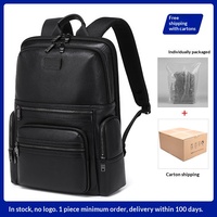 Sac à dos de mode pour homme en cuir véritable imperméable avec bretelles à coussin d'air, grande capacité, pour les trajets professionnels, compatible ordinateur portable 17 pouces, stock OEM